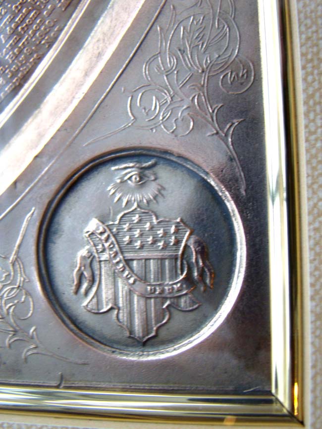 A rare American Patriotic silver plaque entitled "THE NATIONAL MEDALLION IN MEMORIUM MAJORUM" made in 1859 — image 4